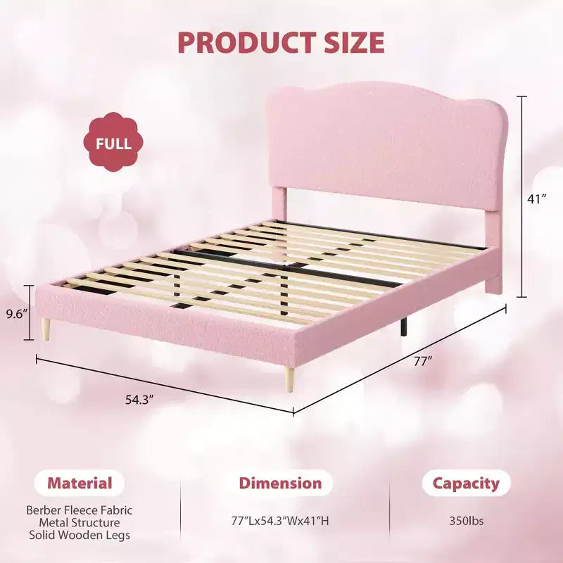 Cadre de lit plateforme rembourré avec tête de lit réglable, support de lattes en bois solides, mobilier de lit moderne pour enfants, aucun sommier tapissier requis
