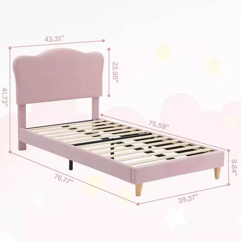 Cadre de lit plateforme rembourré avec tête de lit réglable, support de lattes en bois solides, mobilier de lit moderne pour enfants, aucun sommier tapissier requis