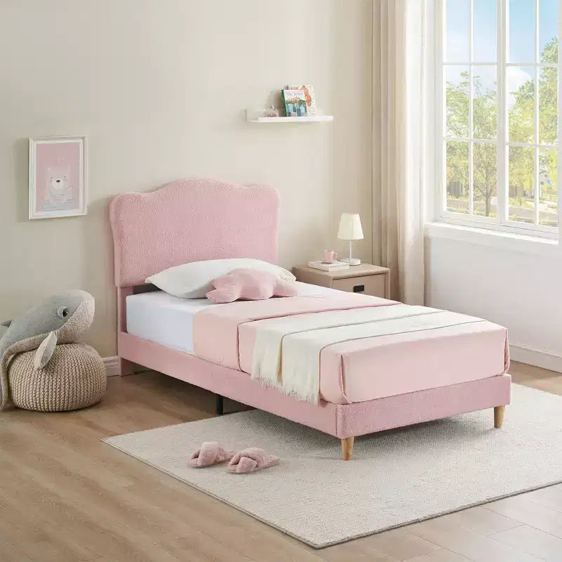 Cadre de lit plateforme rembourré avec tête de lit réglable, support de lattes en bois solides, mobilier de lit moderne pour enfants, aucun sommier tapissier requis