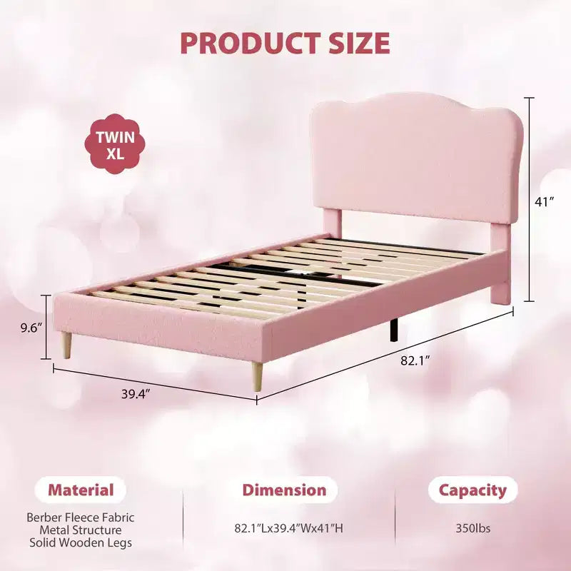 Cadre de lit plateforme rembourré avec tête de lit réglable, support de lattes en bois solides, mobilier de lit moderne pour enfants, aucun sommier tapissier requis