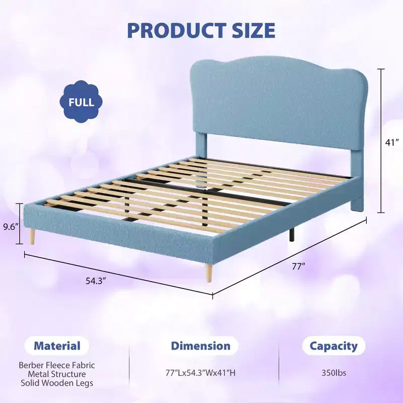 Cadre de lit plateforme rembourré avec tête de lit réglable, support de lattes en bois solides, mobilier de lit moderne pour enfants, aucun sommier tapissier requis