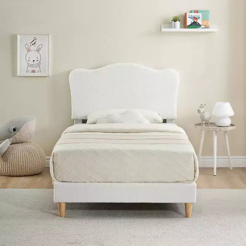 Cadre de lit plateforme rembourré avec tête de lit réglable, support de lattes en bois solides, mobilier de lit moderne pour enfants, aucun sommier tapissier requis