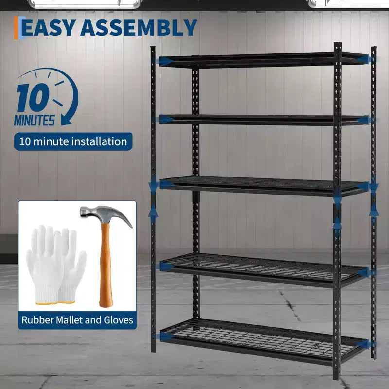 2200LBS Storage Shelves, Wire Shelving Unit, 5 Tier Heavy Duty Garage Shelving, Adjustable Metal Shelves for Pantry Closet Warehouse Basement