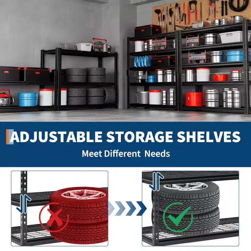 2200LBS Storage Shelves, Wire Shelving Unit, 5 Tier Heavy Duty Garage Shelving, Adjustable Metal Shelves for Pantry Closet Warehouse Basement