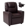 VEVOR Kids Reclining Chair, Toddler Recliner with Cup Holder, 101 to 121 Adjustable Backrest, Easy-to-Clean PU Leather Recliner Couch, Brown