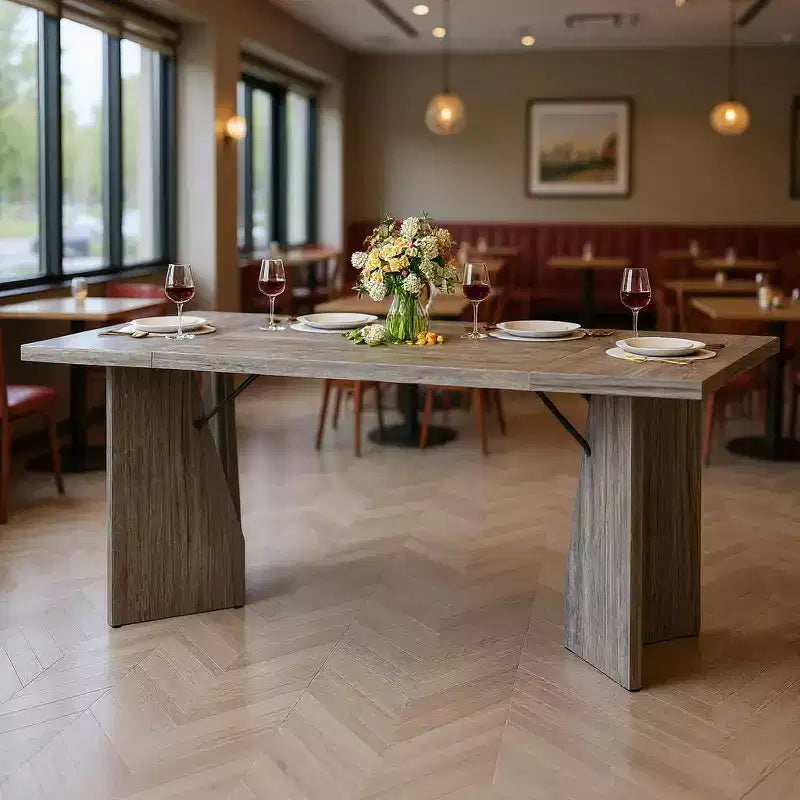 GustoWave 70.9'' Dining Table for 6, Wooden Thickened Long Desk