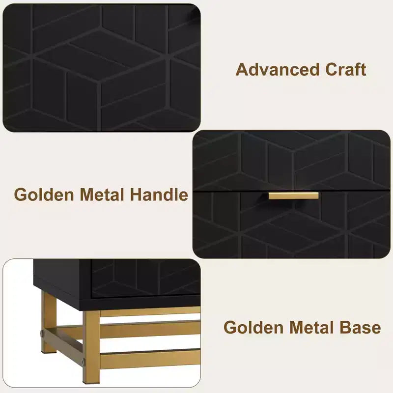 Dresser for Bedroom, 53.5 Wide Dresser Organizer, 7 Drawer Dresser with Golden Metal Handle and Legs, Modern Chest of Drawers, Large Dresser