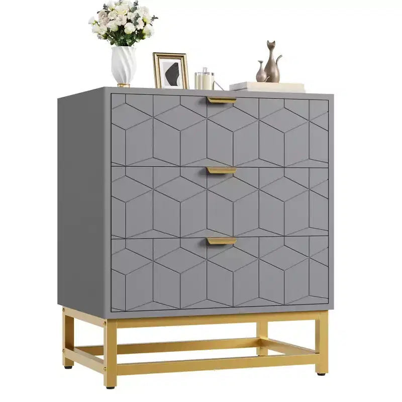 TROPOW Dresser for Bedroom, 3 Drawer Dresser with Metal Legs, Wood Dressers Chest Organizer with Wide Storage, Modern Chest