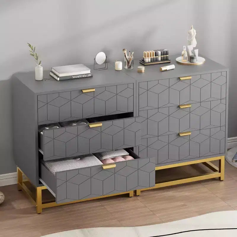 TROPOW Dresser for Bedroom, 3 Drawer Dresser with Metal Legs, Wood Dressers Chest Organizer with Wide Storage, Modern Chest