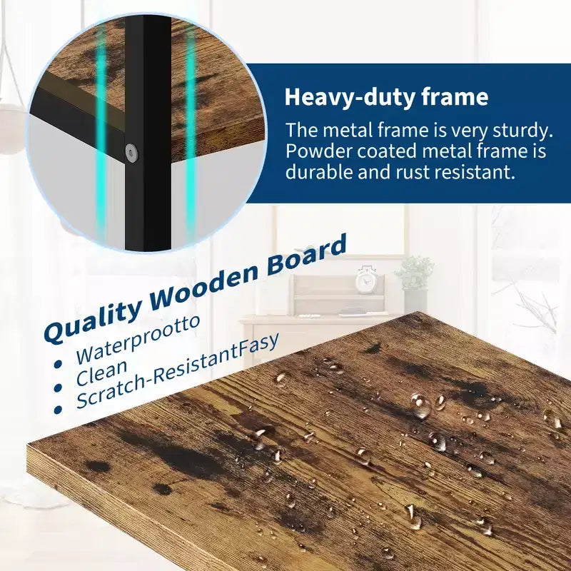4-Tier Industrial Bookshelf with Adjustable Wood Shelves and Metal Frame, Wide Storage Rack for Home and Office