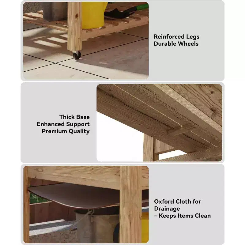 Raised Garden Bed, 48x24x32 Inch Wooden Planter Box with Locking Wheels - Indoor/Outdoor Herb Veggie Flower Planter