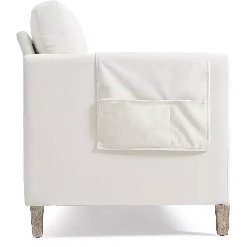 Acekool 79.5 Modern 3-Seater Sofa, Cushioned Couch with Armrests & Side Pocket, Wood Legs for Living Room, Home Office, Apartment, Beige