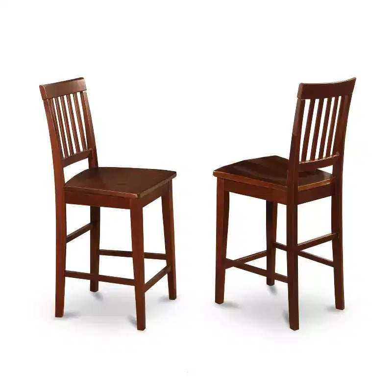 HomeStock Belmont 3 Piece Kitchen Counter Height Dining Table Set, Rectangle Pub Table and 2 Chairs, 30x48 Inch, Mahogany