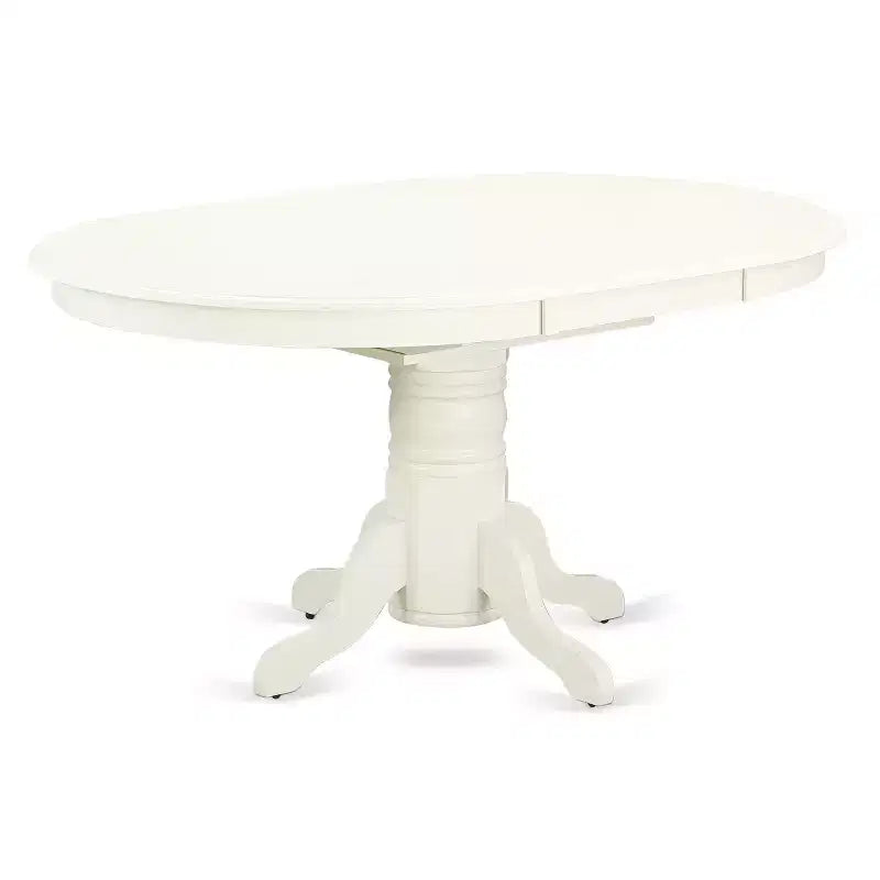 HomeStock Belmont 7 Pc Dining set with a Kitchen Table and 6 Wood Seat Kitchen Chairs in Linen White