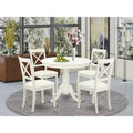 HomeStock Belmont 5 Pc Kitchen table set with a Dining Table and 4 Faux Leather Chairs in Linen White