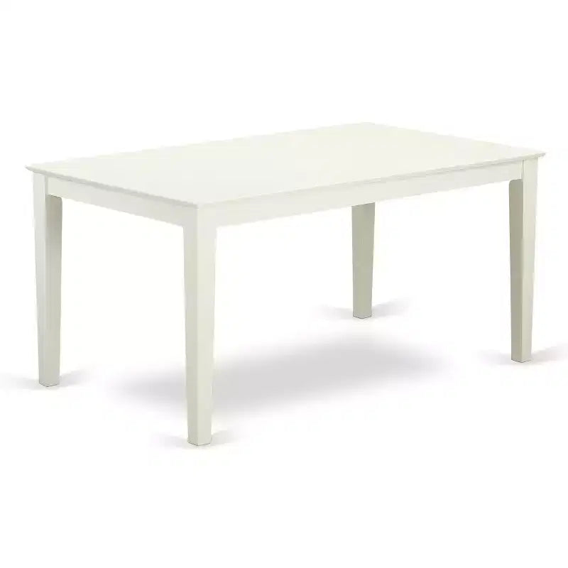 HomeStock Belmont 6 Piece dining for 6-Dining room table and 4 Wood Seat Chairs and 1 Benches in Linen White