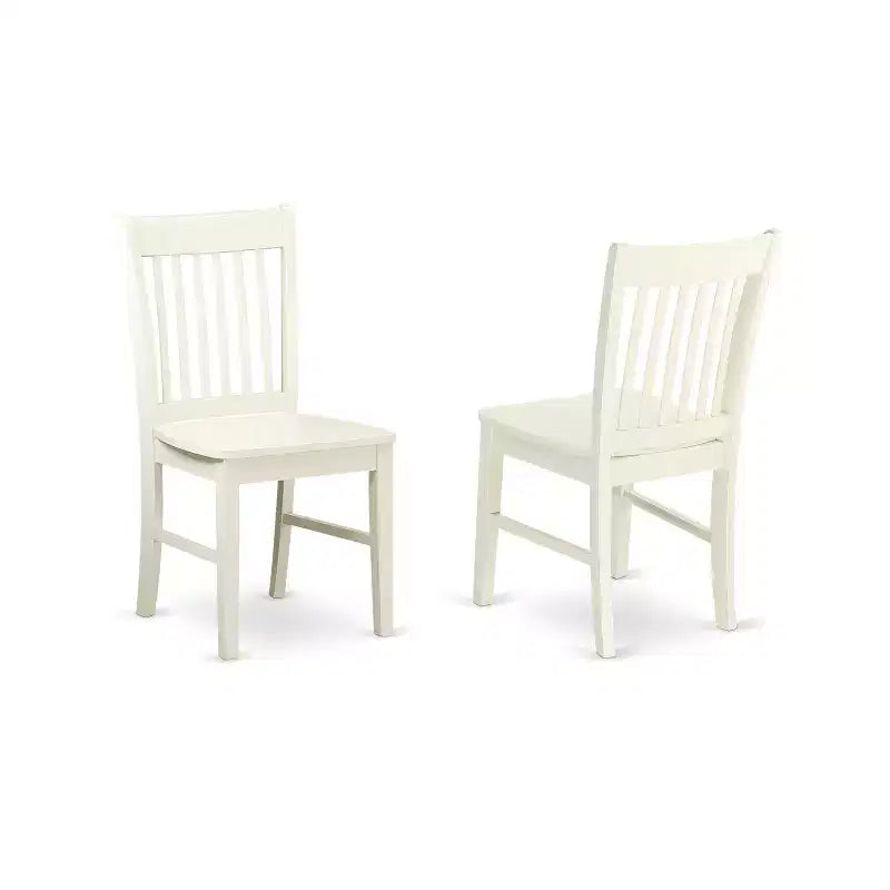 HomeStock Belmont 6 Piece dining for 6-Dining room table and 4 Wood Seat Chairs and 1 Benches in Linen White