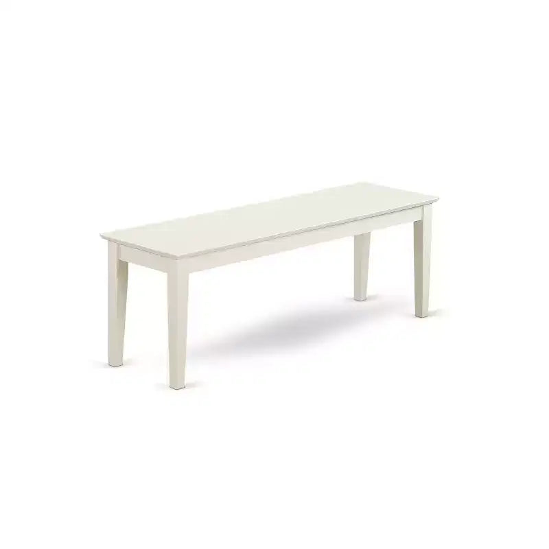 HomeStock Belmont 6 Piece dining for 6-Dining room table and 4 Wood Seat Chairs and 1 Benches in Linen White