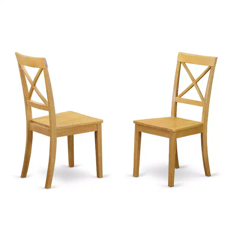 HomeStock Belmont 3 PC Dublin kitchen table set-Dining table and 2 wood seat kitchen chairs in Oak