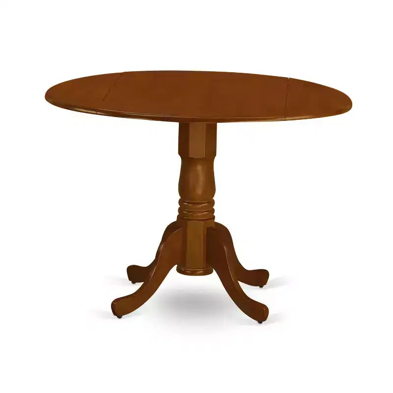 HomeStock Belmont 3Pc Rounded 42 Dining Room Table With Two 9-Inch Drop Leaves And A Pair Of Wood Seat Chairs
