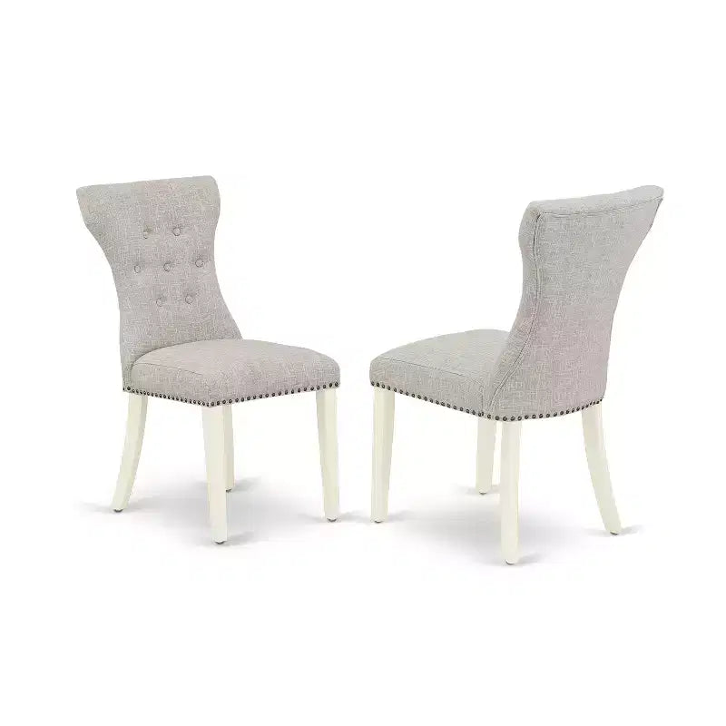HomeStock Belmont 5-Piece kitchen table set- 4 parson dining room chairs and 2 Drop leaf Rectangular table , Linen White Finish