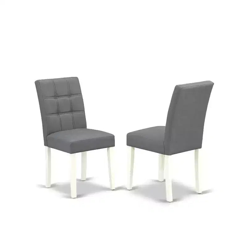 HomeStock Belmont 5 Piece Dining Table Set Includes a Round Dining Table with Dropleaf and 4 Chairs, Linen White