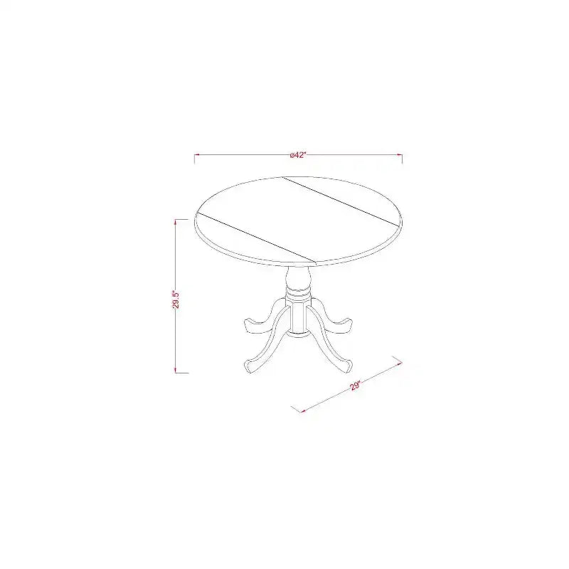 HomeStock Belmont 5 Piece Dining Set Round Dining Room Table with Dropleaf and 4 Dark Gotham Linen Fabric Upholstered Parson Chairs, 42x42 Inch, Black