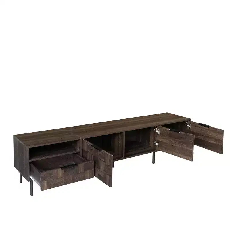TV Stand for TVs up to 85, Mid Century Modern TV Console Media Console Entertainment Center with Storage Cabinets & Drawer, Walnut - ModernLuxe