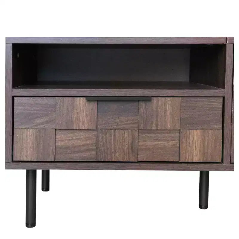 TV Stand for TVs up to 85, Mid Century Modern TV Console Media Console Entertainment Center with Storage Cabinets & Drawer, Walnut - ModernLuxe