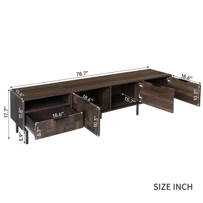 TV Stand for TVs up to 85, Mid Century Modern TV Console Media Console Entertainment Center with Storage Cabinets & Drawer, Walnut - ModernLuxe