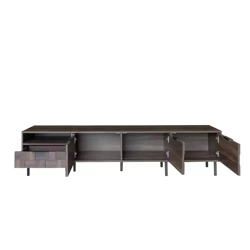 TV Stand for TVs up to 85, Mid Century Modern TV Console Media Console Entertainment Center with Storage Cabinets & Drawer, Walnut - ModernLuxe