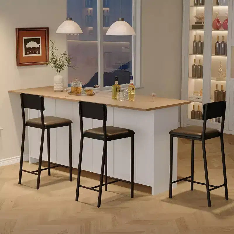Dining Chairs Set of 4 Upholstered PU Dining Chairs Curved Backrest, Modern Dining Room Chairs Kitchen Chairs with 26IN Metal Legs and Sturdy H-Frame