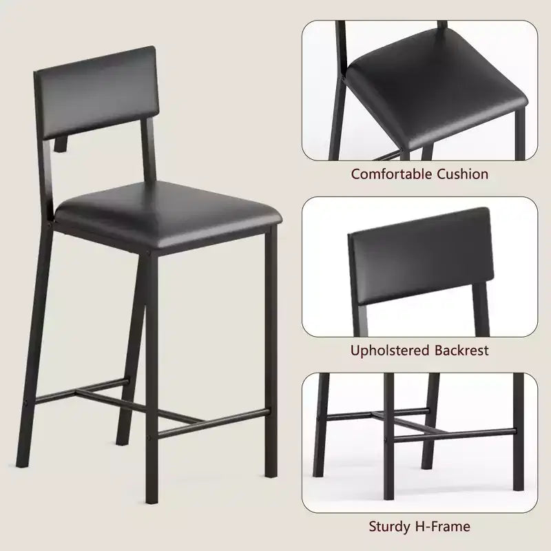 Dining Chairs Set of 4 Upholstered PU Dining Chairs Curved Backrest, Modern Dining Room Chairs Kitchen Chairs with 26IN Metal Legs and Sturdy H-Frame