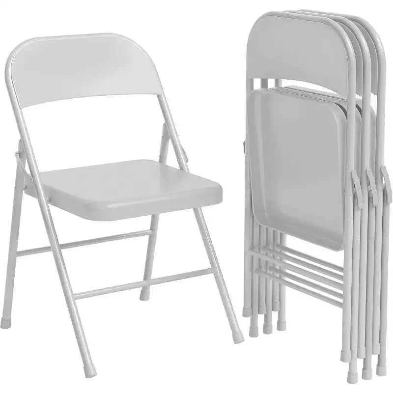 All-Steel Folding Chairs with Backrest, Heavy Duty Metal Foldable Dining Chair Hold Up to 350 LBS, for Office, Indoor & Outdoor Events