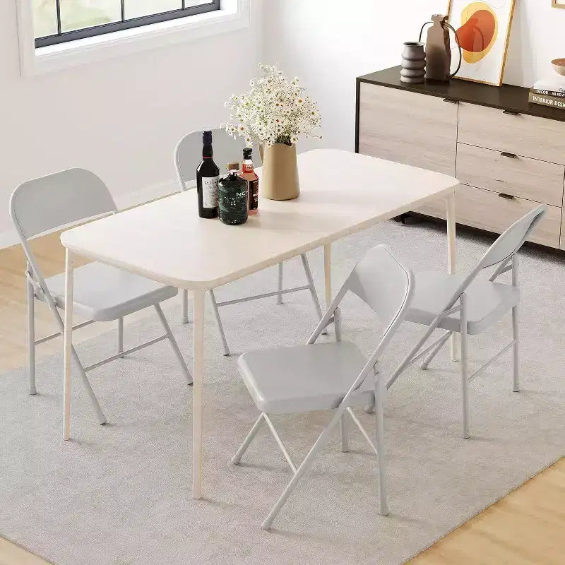 All-Steel Folding Chairs with Backrest, Heavy Duty Metal Foldable Dining Chair Hold Up to 350 LBS, for Office, Indoor & Outdoor Events