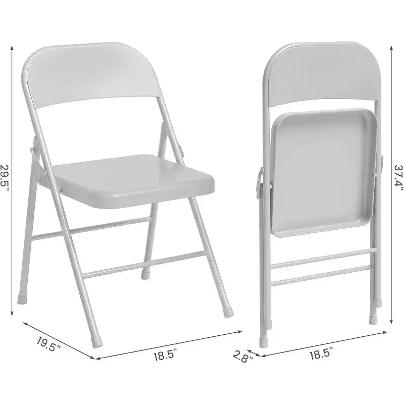 All-Steel Folding Chairs with Backrest, Heavy Duty Metal Foldable Dining Chair Hold Up to 350 LBS, for Office, Indoor & Outdoor Events
