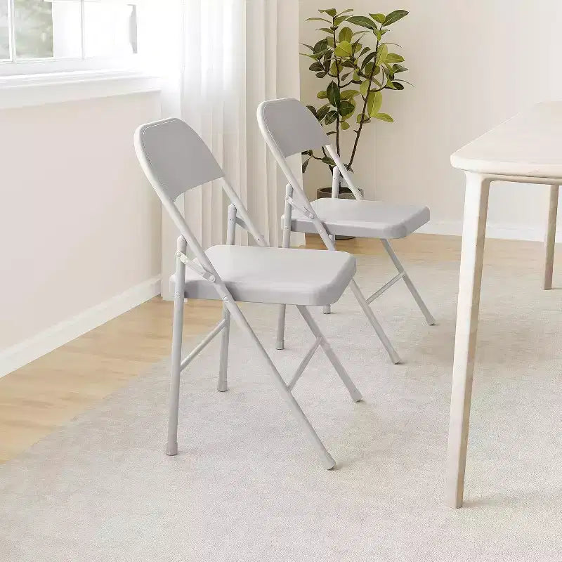 All-Steel Folding Chairs with Backrest, Heavy Duty Metal Foldable Dining Chair Hold Up to 350 LBS, for Office, Indoor & Outdoor Events