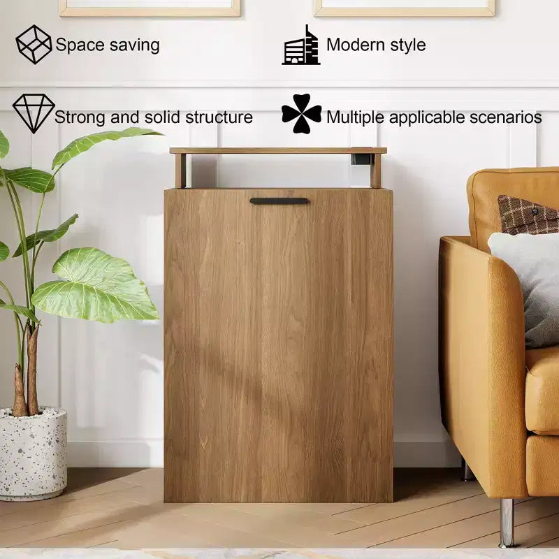 Hausource Foldable Extendable Computer Desk Writing Workstation Study Table with Hutch Charging Station