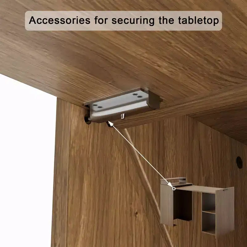 Hausource Foldable Extendable Computer Desk Writing Workstation Study Table with Hutch Charging Station