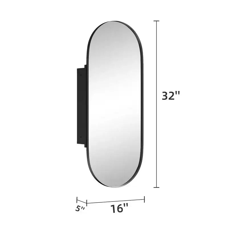 PexFix 32 x 16 Oval Bathroom Cabinet with Mirror Stainless Steel Frame and 2 Adjustable Shelves Wall Medicine Cabinets Mirrors Recessed Gold