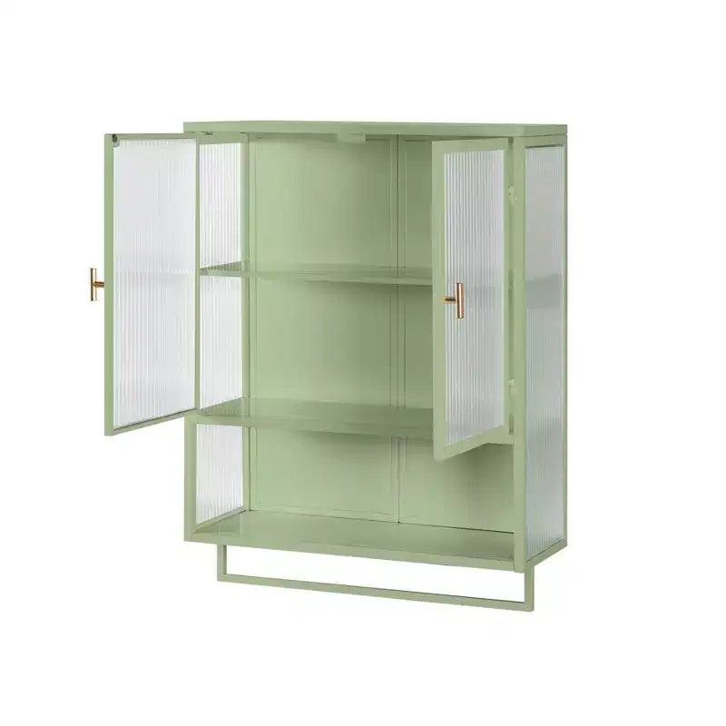 Okak Modern 2-door Wall Cabinet with Featuring 2-tier Storage & Open Shelf, Towel Rack for Entryway/Dining Room/Living Room/Kitchen
