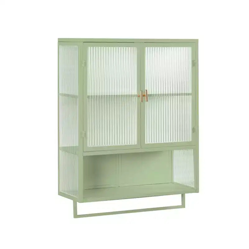 Okak Modern 2-door Wall Cabinet with Featuring 2-tier Storage & Open Shelf, Towel Rack for Entryway/Dining Room/Living Room/Kitchen