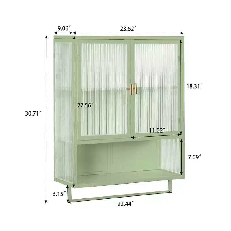 Okak Modern 2-door Wall Cabinet with Featuring 2-tier Storage & Open Shelf, Towel Rack for Entryway/Dining Room/Living Room/Kitchen