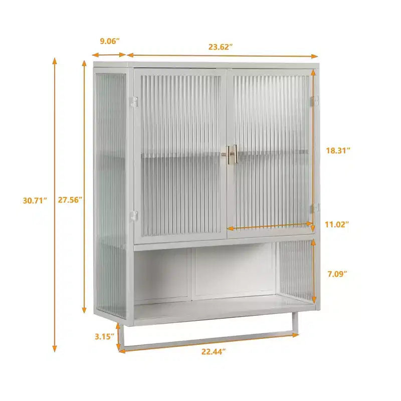 Okak Modern 2-door Wall Cabinet with Featuring 2-tier Storage & Open Shelf, Towel Rack for Entryway/Dining Room/Living Room/Kitchen