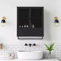 Okak Modern 2-door Wall Cabinet with Featuring 2-tier Storage & Open Shelf, Towel Rack for Entryway/Dining Room/Living Room/Kitchen