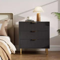 Modern 3 Drawer Dresser for Bedroom with Gold Handle and Large Drawer, Wood Double Chest of Drawers and Storage Organizer for Home