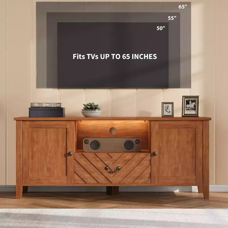 TV Stands for Living Room, Entertainment Center with Led Lights, Television Stands for 65 Inch TV, Long TV Console Table with 2 Storage and 1 Drawer