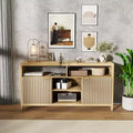 59 Modern TV Stand for Living Room, Large Entertainment Center with Fluted Door & Open Shelves, Wood Media Console Storage Cabinet for 65 Inch TV