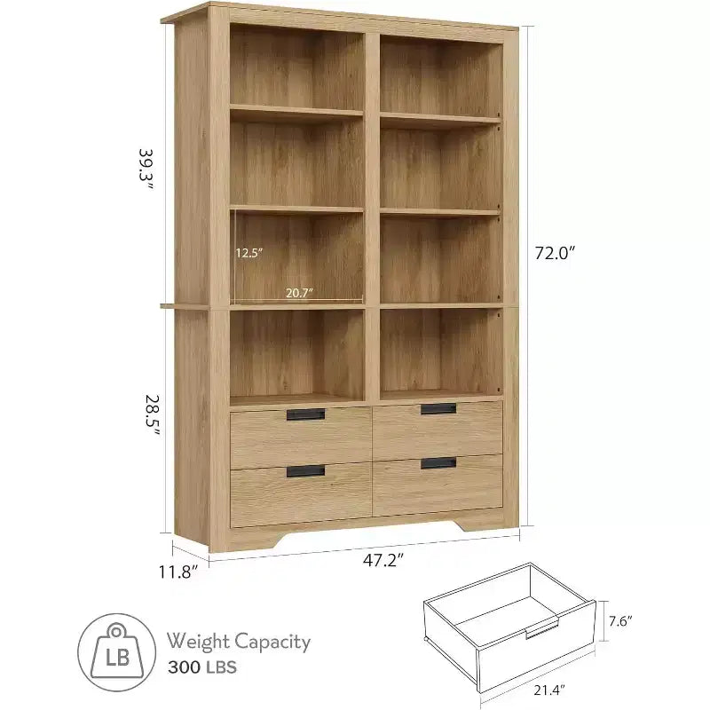 71 grandes bibliothèques avec 4 tiroirs, grande étagère à 6 niveaux, unité de rangement pour salon, cuisine, bureau à domicile