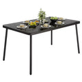59 Tempered Glass Patio Dining Table with Metal Frame, 4-6 Person Rectangular Table